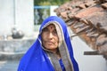 A portrait of old unidentified indian woman at her village, An Indian rural scene. Royalty Free Stock Photo