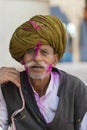 Portrait of a old villager during Holi Festival at Nandgaon,UttarPradesh,India Royalty Free Stock Photo