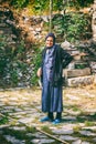 Portrait of old woman living in the oldest building in Lahich, located on the mountain in Lahic