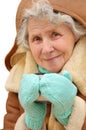 Portrait old woman with mug of hot tea Royalty Free Stock Photo