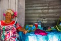 Portrait of old woman smiling in Papeete, French Polynesia. 