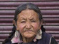 Portrait old woman on the street in Leh, Ladakh. India Royalty Free Stock Photo