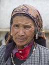 Portrait old woman on the street in Leh, Ladakh. India Royalty Free Stock Photo