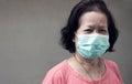 Portrait of old woman wearing mask to protect virus