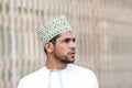 Portrait of an Omani man in a traditional Omani dress. Nizwa, Oman - 15/OCT/2016 Royalty Free Stock Photo