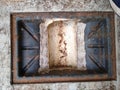 open sewer plastic box in building