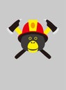 Portrait of orangutan, wearing something, like fireman, cool style