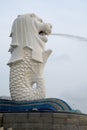 A portrait orientation photo of the Merlion statue in Singapore