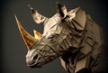 A portrait of an origami rhinoceros. Created with Generative AI