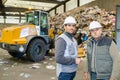 portrait ot two male workers in recycling center Royalty Free Stock Photo