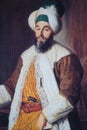 Portrait of Ottoman official - painting created in 1742 Royalty Free Stock Photo