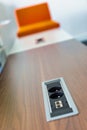 Photo of outlet plug in office Royalty Free Stock Photo