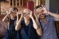 Portrait of overjoyed family with cancer sick mom