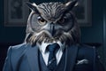 Portrait of a Owl dressed in a formal business suit