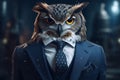 Portrait of a Owl dressed in a formal business suit