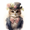 Concept Art: Stylish Female Owl Portrait In Beatrix Potter Style