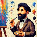 portrait painter, pixel art Royalty Free Stock Photo