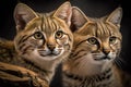 Portrait of a pair of beautiful cat on a dark background.