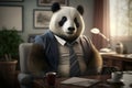 Portrait of a Panda Dressed in a Formal Business Suit at The Office