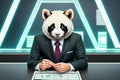 Portrait of panda like business worker