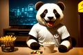 Portrait of panda like home atmosphere