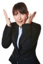 Portrait of panic young business woman Royalty Free Stock Photo