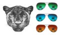 Portrait of Panther with mirror sunglasses.