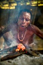 Portrait of a papuan man from a korowai tribe Royalty Free Stock Photo