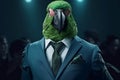 Portrait of a Parrot dressed in a formal business suit