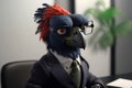 Portrait of a Parrot Dressed in a Formal Business Suit at The Office