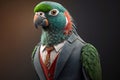 portrait of parrot dressed in a formal business suit