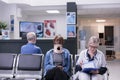 Portrait of patient with neck collar foam Royalty Free Stock Photo