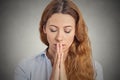 Portrait peaceful woman praying