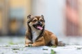 Portrait of a pekinese-chihuahua hybrid dog