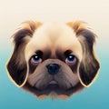 Portrait of a Pekingese dog. The head of a pretty little Pekingese. AI-generated