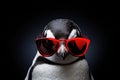 Portrait Penguin With Sunglasses Black Background