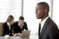 Portrait of pensive black businessman in office Royalty Free Stock Photo