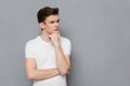 Portrait of pensive concentrated young man Royalty Free Stock Photo