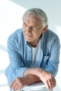 Portrait of pensive senior man in stylish shirt Royalty Free Stock Photo