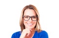 Portrait of pensive woman in glasses close-up Royalty Free Stock Photo