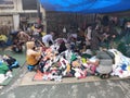 Portrait of people buying clothes at the street market with Miscellaneous backgrounds