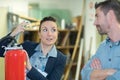 Portrait people during fire extinguisher training Royalty Free Stock Photo