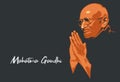 Mahatma Gandhi line art portrait vector illustration template. Royalty Free Stock Photo