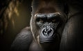 A portrait photo of a gorilla in the forest, generative AI
