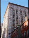 Portrait photo of a Skyscraper in Philadelphia shot on 120mm film during a sunny day Royalty Free Stock Photo