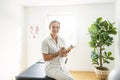 Portrait of a physiotherapy woman smiling in uniforme Royalty Free Stock Photo