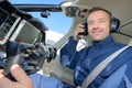 Portrait pilot in aircraft Royalty Free Stock Photo