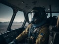 Portrait of the pilot in the cockpit. Royalty Free Stock Photo