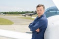 Portrait pilot stood next to aircraft Royalty Free Stock Photo