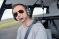 Portrait pilot wearing sunglasses